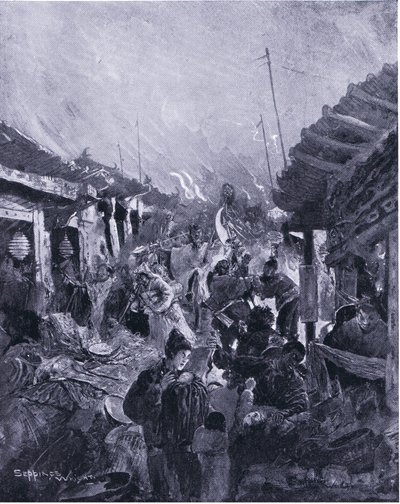 De plundering van Peking door de rebel Li 1644 AD door Henry Charles Seppings Wright